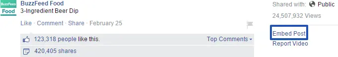 Embed facebook post