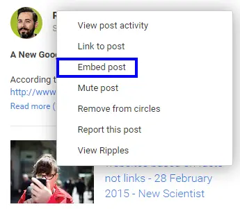 Google+ embedded post