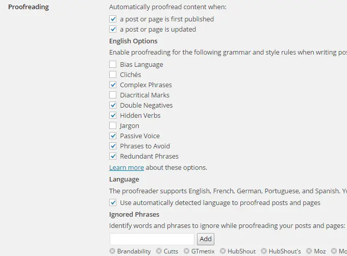 Tinymce-spellcheck options